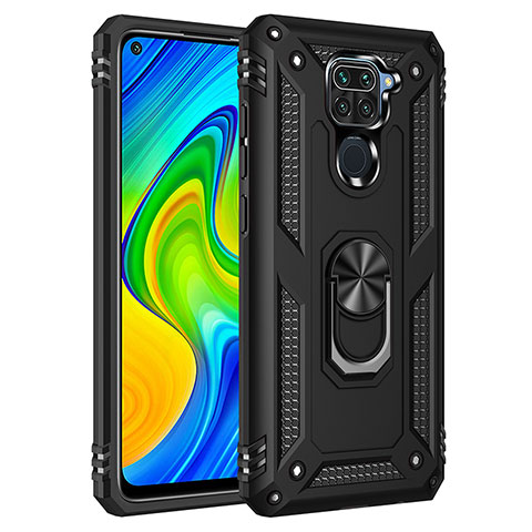 Coque Contour Silicone et Plastique Housse Etui Mat avec Magnetique Support Bague Anneau MQ3 pour Xiaomi Redmi 10X 4G Noir