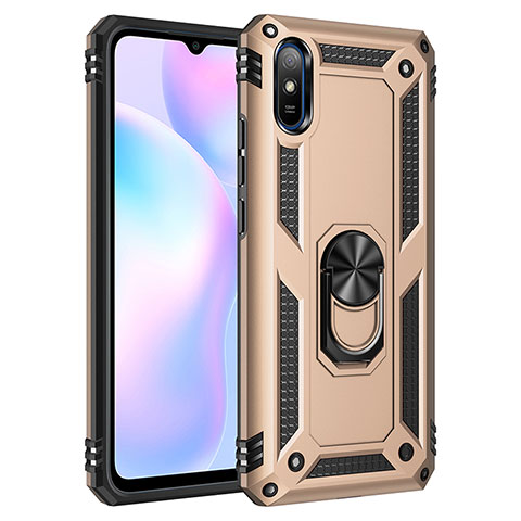 Coque Contour Silicone et Plastique Housse Etui Mat avec Magnetique Support Bague Anneau MQ3 pour Xiaomi Redmi 9i Or