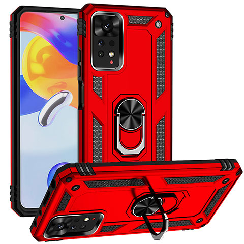 Coque Contour Silicone et Plastique Housse Etui Mat avec Magnetique Support Bague Anneau MQ3 pour Xiaomi Redmi Note 12 Pro 4G Rouge