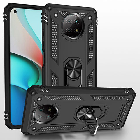 Coque Contour Silicone et Plastique Housse Etui Mat avec Magnetique Support Bague Anneau MQ3 pour Xiaomi Redmi Note 9 5G Noir