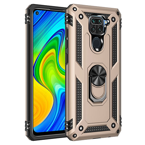 Coque Contour Silicone et Plastique Housse Etui Mat avec Magnetique Support Bague Anneau MQ3 pour Xiaomi Redmi Note 9 Or