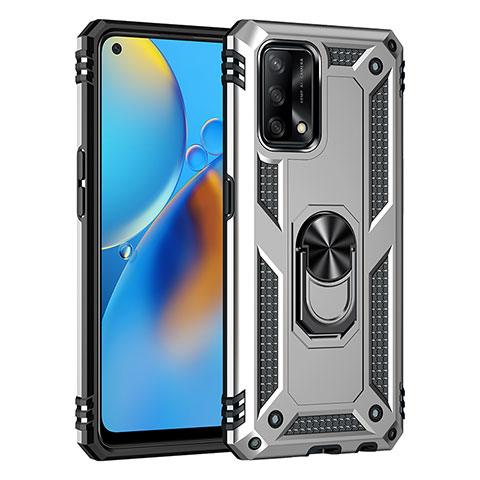 Coque Contour Silicone et Plastique Housse Etui Mat avec Magnetique Support Bague Anneau MQ4 pour Oppo Reno6 Lite Argent