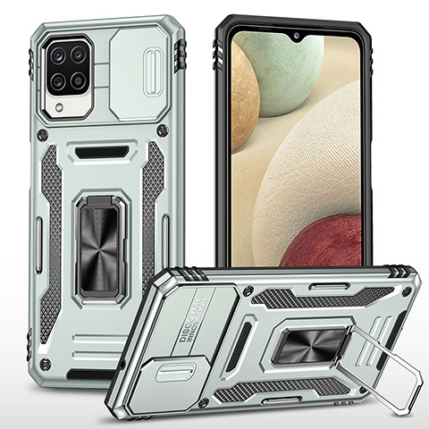 Coque Contour Silicone et Plastique Housse Etui Mat avec Magnetique Support Bague Anneau MQ4 pour Samsung Galaxy A12 5G Gris