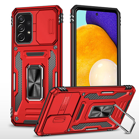 Coque Contour Silicone et Plastique Housse Etui Mat avec Magnetique Support Bague Anneau MQ4 pour Samsung Galaxy A52 4G Rouge