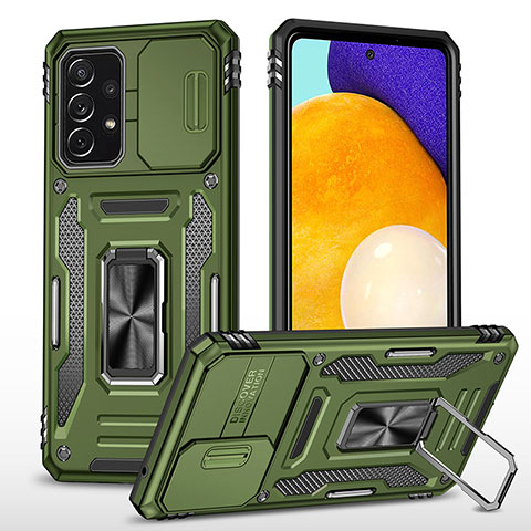 Coque Contour Silicone et Plastique Housse Etui Mat avec Magnetique Support Bague Anneau MQ4 pour Samsung Galaxy A52 4G Vert