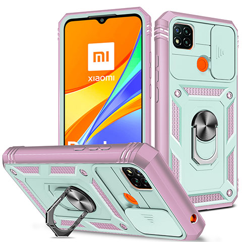 Coque Contour Silicone et Plastique Housse Etui Mat avec Magnetique Support Bague Anneau MQ5 pour Xiaomi Redmi 9 Activ Mixte