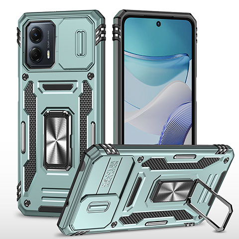 Coque Contour Silicone et Plastique Housse Etui Mat avec Magnetique Support Bague Anneau MQ6 pour Motorola Moto G53j 5G Pastel Vert