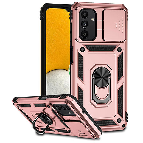 Coque Contour Silicone et Plastique Housse Etui Mat avec Magnetique Support Bague Anneau MQ6 pour Samsung Galaxy A04s Or Rose