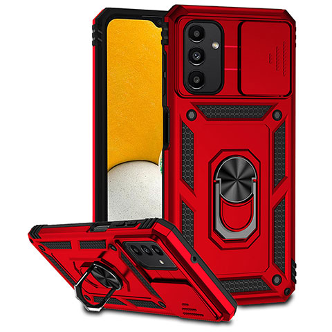 Coque Contour Silicone et Plastique Housse Etui Mat avec Magnetique Support Bague Anneau MQ6 pour Samsung Galaxy A04s Rouge