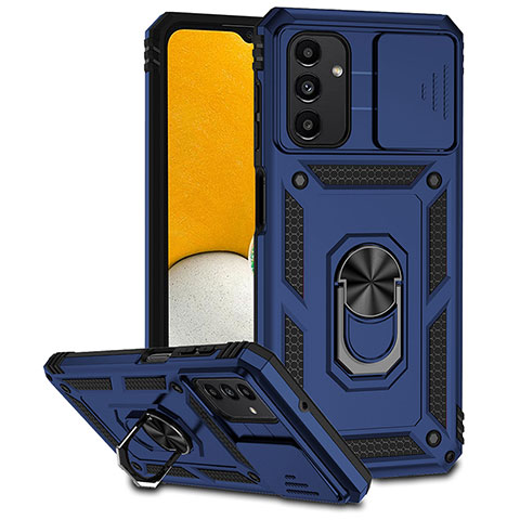 Coque Contour Silicone et Plastique Housse Etui Mat avec Magnetique Support Bague Anneau MQ6 pour Samsung Galaxy A13 5G Bleu