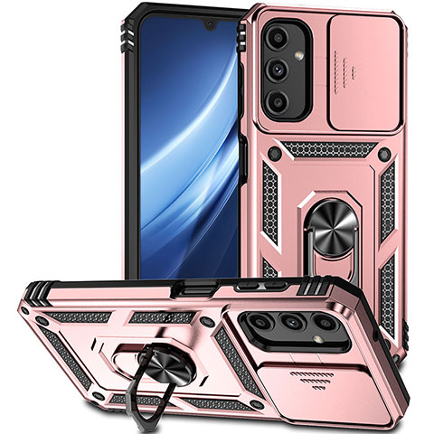 Coque Contour Silicone et Plastique Housse Etui Mat avec Magnetique Support Bague Anneau MQ6 pour Samsung Galaxy A25 5G Or Rose