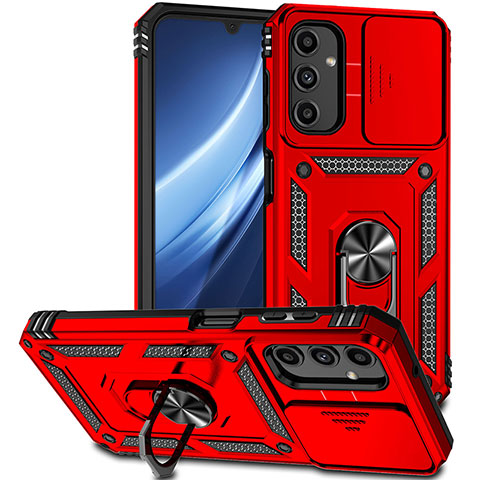 Coque Contour Silicone et Plastique Housse Etui Mat avec Magnetique Support Bague Anneau MQ6 pour Samsung Galaxy A25 5G Rouge