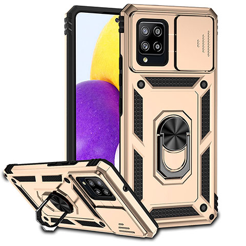 Coque Contour Silicone et Plastique Housse Etui Mat avec Magnetique Support Bague Anneau MQ6 pour Samsung Galaxy A42 5G Or