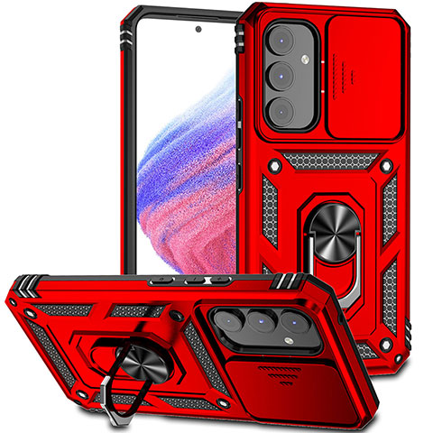 Coque Contour Silicone et Plastique Housse Etui Mat avec Magnetique Support Bague Anneau MQ6 pour Samsung Galaxy A54 5G Rouge