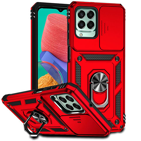 Coque Contour Silicone et Plastique Housse Etui Mat avec Magnetique Support Bague Anneau MQ6 pour Samsung Galaxy M33 5G Rouge