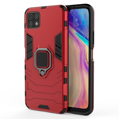 Coque Contour Silicone et Plastique Housse Etui Mat avec Magnetique Support Bague Anneau pour Huawei Enjoy 20 5G Rouge