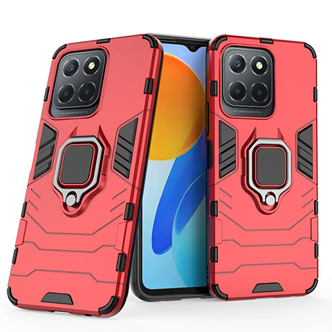 Coque Contour Silicone et Plastique Housse Etui Mat avec Magnetique Support Bague Anneau pour Huawei Honor 70 Lite 5G Rouge