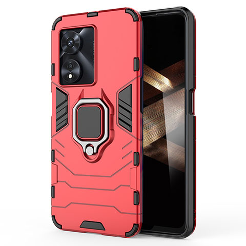 Coque Contour Silicone et Plastique Housse Etui Mat avec Magnetique Support Bague Anneau pour Huawei Honor X5 Plus Rouge