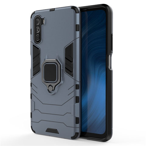 Coque Contour Silicone et Plastique Housse Etui Mat avec Magnetique Support Bague Anneau pour Huawei Mate 40 Lite 5G Bleu