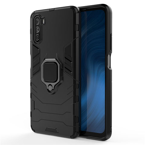 Coque Contour Silicone et Plastique Housse Etui Mat avec Magnetique Support Bague Anneau pour Huawei Mate 40 Lite 5G Noir