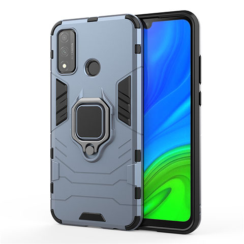 Coque Contour Silicone et Plastique Housse Etui Mat avec Magnetique Support Bague Anneau pour Huawei Nova Lite 3 Plus Bleu