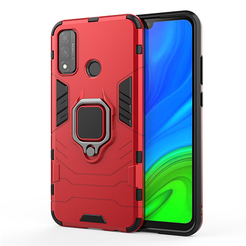 Coque Contour Silicone et Plastique Housse Etui Mat avec Magnetique Support Bague Anneau pour Huawei Nova Lite 3 Plus Rouge