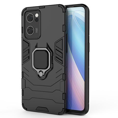 Coque Contour Silicone et Plastique Housse Etui Mat avec Magnetique Support Bague Anneau pour OnePlus Nord CE 2 5G Noir