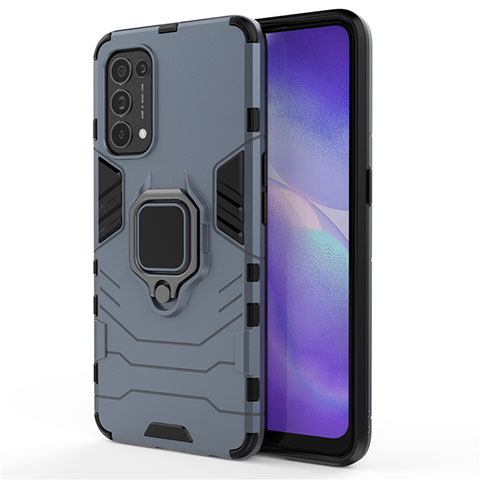 Coque Contour Silicone et Plastique Housse Etui Mat avec Magnetique Support Bague Anneau pour Oppo Find X3 Lite 5G Bleu