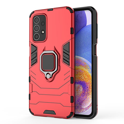 Coque Contour Silicone et Plastique Housse Etui Mat avec Magnetique Support Bague Anneau pour Samsung Galaxy A23 5G Rouge