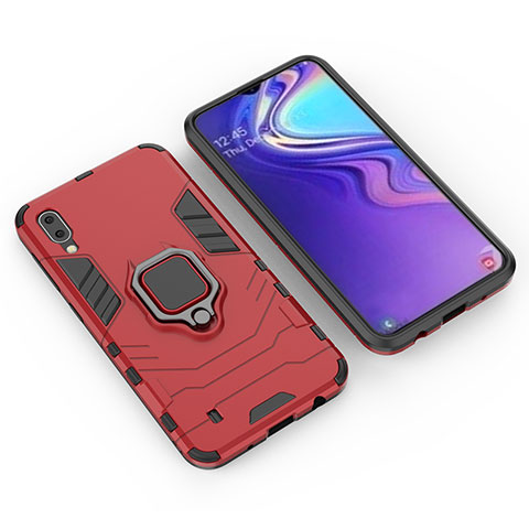 Coque Contour Silicone et Plastique Housse Etui Mat avec Magnetique Support Bague Anneau pour Samsung Galaxy M10 Rouge