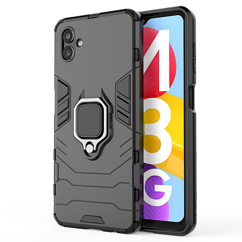 Coque Contour Silicone et Plastique Housse Etui Mat avec Magnetique Support Bague Anneau pour Samsung Galaxy M13 5G Noir