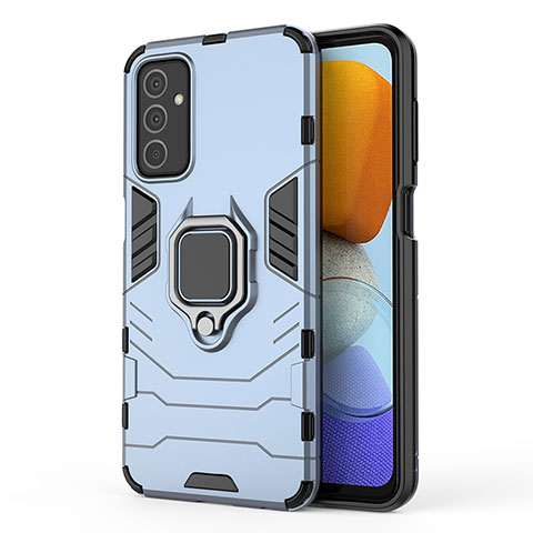 Coque Contour Silicone et Plastique Housse Etui Mat avec Magnetique Support Bague Anneau pour Samsung Galaxy M23 5G Bleu