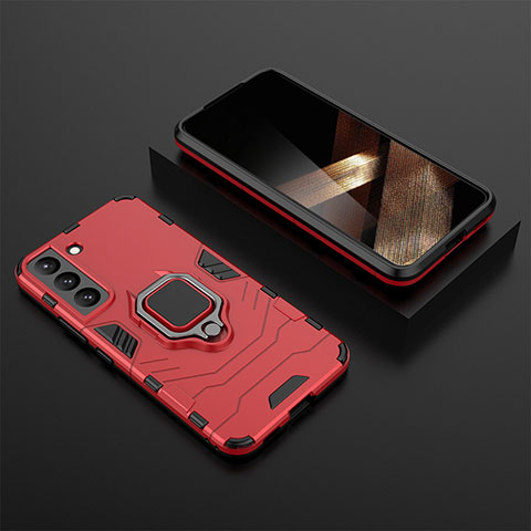 Coque Contour Silicone et Plastique Housse Etui Mat avec Magnetique Support Bague Anneau pour Samsung Galaxy S24 Plus 5G Rouge