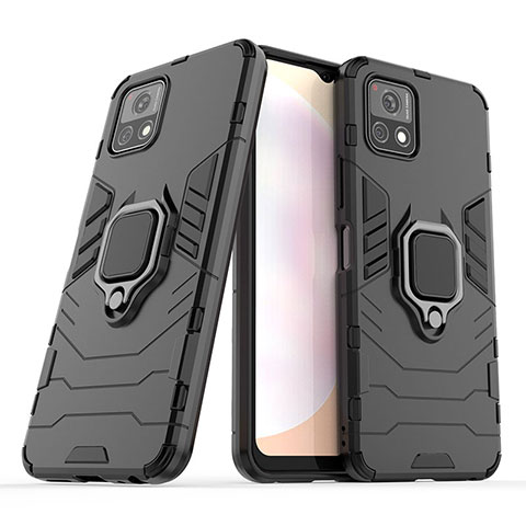 Coque Contour Silicone et Plastique Housse Etui Mat avec Magnetique Support Bague Anneau pour Vivo Y52s 5G Noir