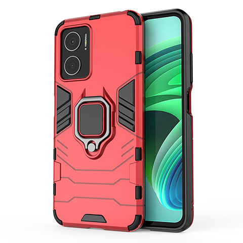 Coque Contour Silicone et Plastique Housse Etui Mat avec Magnetique Support Bague Anneau pour Xiaomi Redmi 10 Prime Plus 5G Rouge