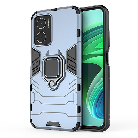 Coque Contour Silicone et Plastique Housse Etui Mat avec Magnetique Support Bague Anneau pour Xiaomi Redmi Note 11E 5G Bleu