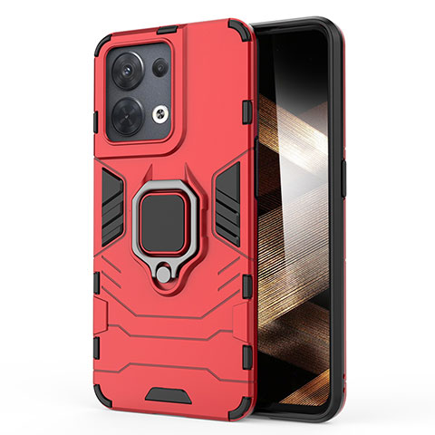 Coque Contour Silicone et Plastique Housse Etui Mat avec Magnetique Support Bague Anneau pour Xiaomi Redmi Note 13 5G Rouge