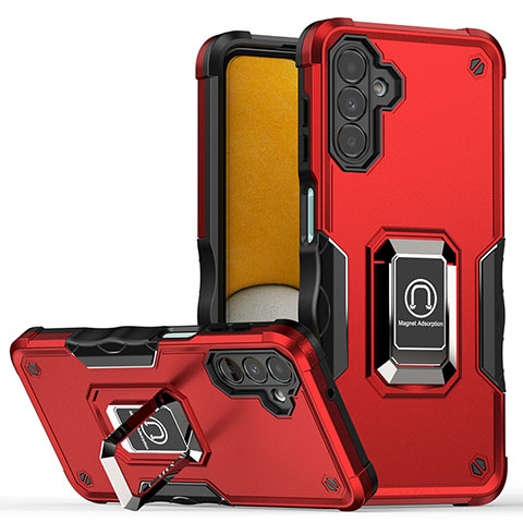 Coque Contour Silicone et Plastique Housse Etui Mat avec Magnetique Support Bague Anneau QW1 pour Samsung Galaxy A13 5G Rouge