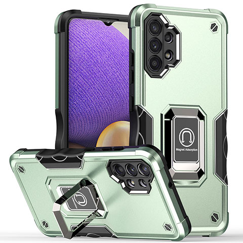 Coque Contour Silicone et Plastique Housse Etui Mat avec Magnetique Support Bague Anneau QW1 pour Samsung Galaxy A32 5G Pastel Vert