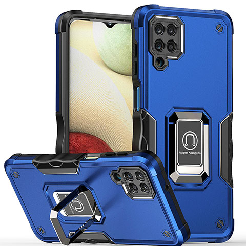 Coque Contour Silicone et Plastique Housse Etui Mat avec Magnetique Support Bague Anneau QW1 pour Samsung Galaxy M53 5G Bleu