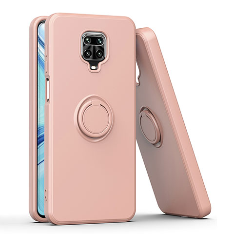 Coque Contour Silicone et Plastique Housse Etui Mat avec Magnetique Support Bague Anneau QW1 pour Xiaomi Poco M2 Pro Or Rose