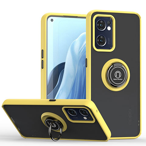 Coque Contour Silicone et Plastique Housse Etui Mat avec Magnetique Support Bague Anneau QW2 pour OnePlus Nord CE 2 5G Jaune