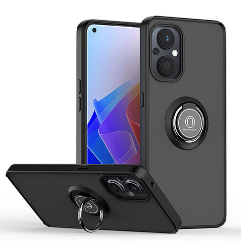 Coque Contour Silicone et Plastique Housse Etui Mat avec Magnetique Support Bague Anneau QW2 pour OnePlus Nord N20 5G Noir