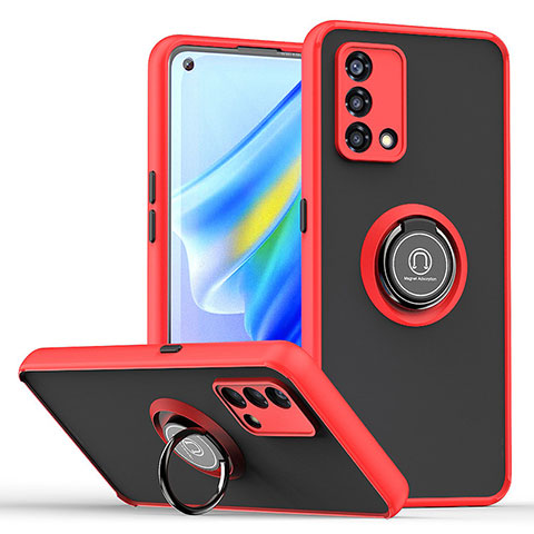 Coque Contour Silicone et Plastique Housse Etui Mat avec Magnetique Support Bague Anneau QW2 pour Oppo F21 Pro 4G Rouge