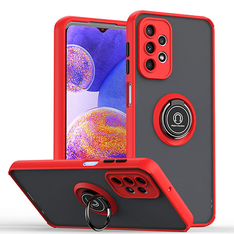 Coque Contour Silicone et Plastique Housse Etui Mat avec Magnetique Support Bague Anneau QW2 pour Samsung Galaxy A23 5G Rouge