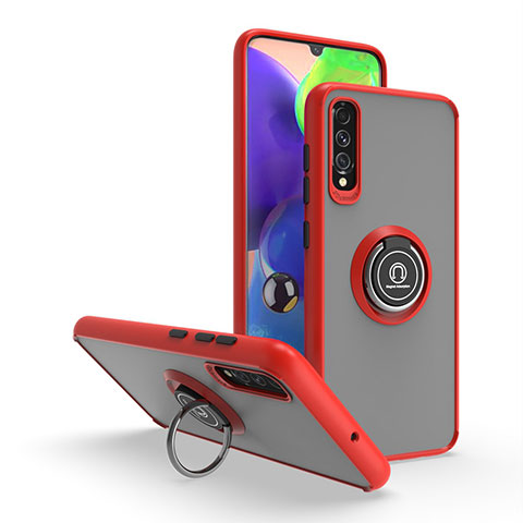 Coque Contour Silicone et Plastique Housse Etui Mat avec Magnetique Support Bague Anneau QW2 pour Samsung Galaxy A70 Rouge