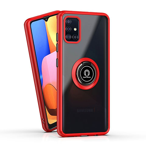 Coque Contour Silicone et Plastique Housse Etui Mat avec Magnetique Support Bague Anneau QW2 pour Samsung Galaxy A71 5G Rouge