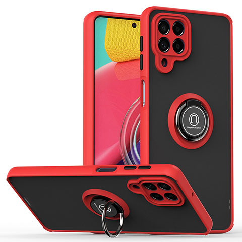 Coque Contour Silicone et Plastique Housse Etui Mat avec Magnetique Support Bague Anneau QW2 pour Samsung Galaxy M53 5G Rouge