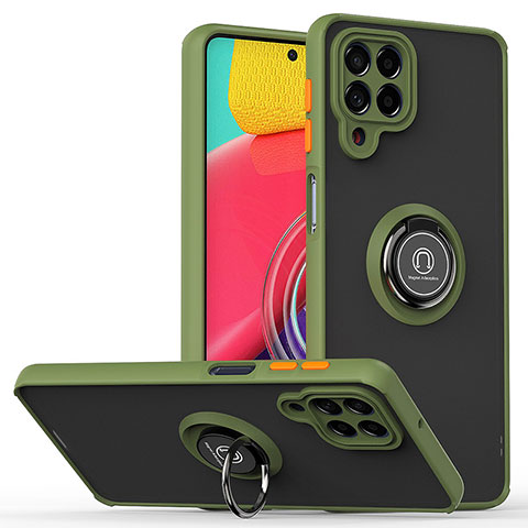 Coque Contour Silicone et Plastique Housse Etui Mat avec Magnetique Support Bague Anneau QW2 pour Samsung Galaxy M53 5G Vert Armee