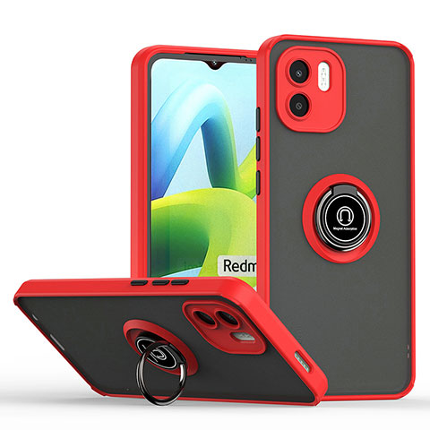 Coque Contour Silicone et Plastique Housse Etui Mat avec Magnetique Support Bague Anneau QW2 pour Xiaomi Poco C51 Rouge